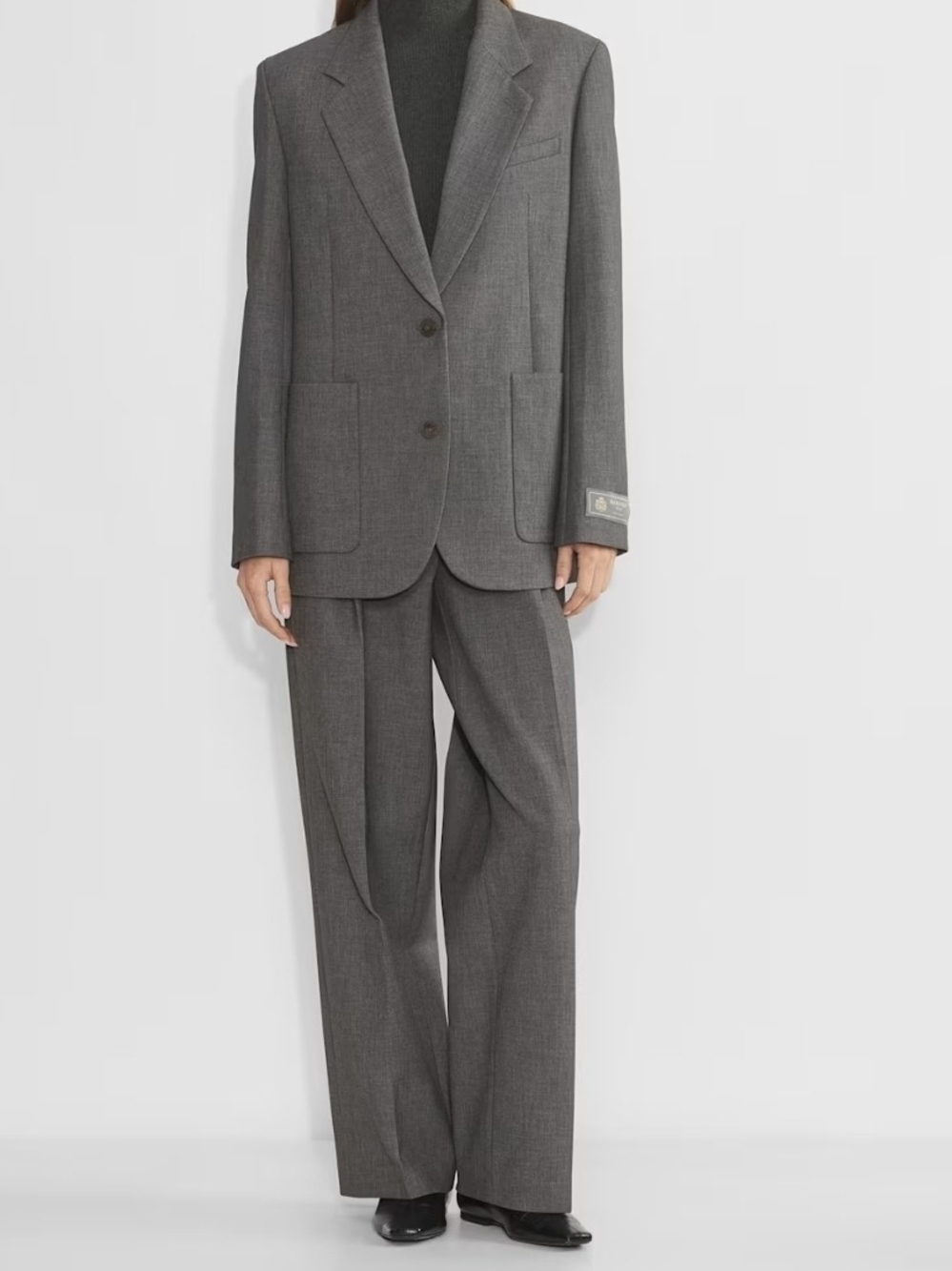 Babaton Kleos Gray Tailored Blazer & Wide-Leg Trousers Set